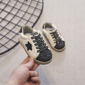 Fashion Sneakers for Toddlers – Boys & Girls Soft Bottom Non-Slip Star Shoes | Sequined Microfiber Leather