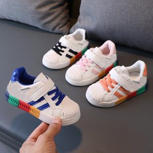 Unisex Baby Shoes Rainbow Soft Bottom Toddler Sneakers Spring & Autumn