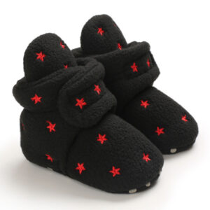 Winter 0-1 year old cotton warm baby shoes soft bottom fleece snow boots - Black, 0-6 M - 11 CM - S-15